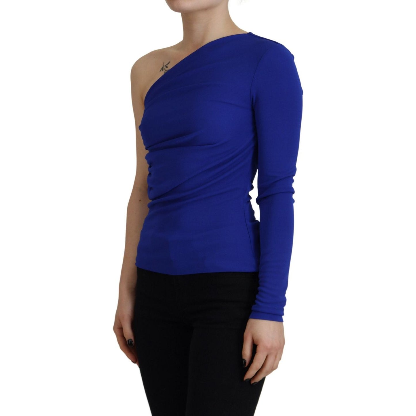 Dsquared² Blue Viscose One Shoulder Slim Fit Blouse Top DR28832-38