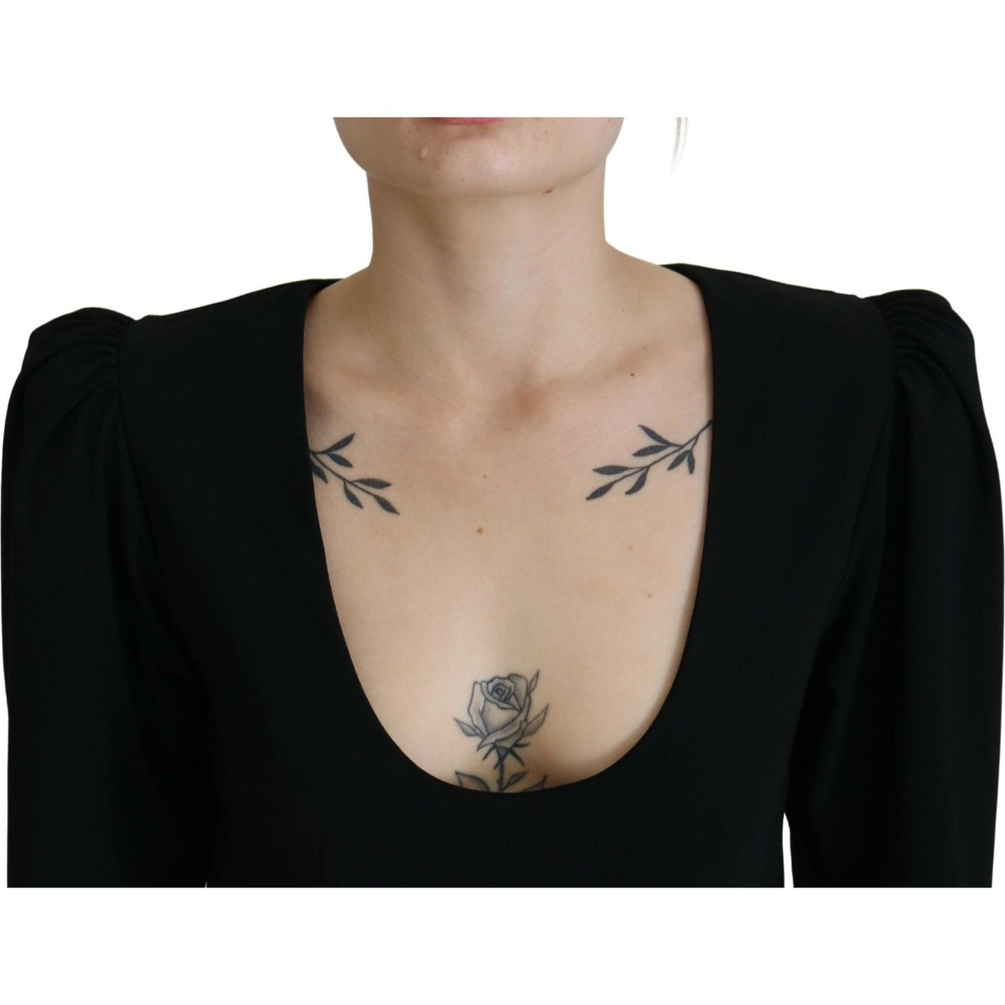 Dsquared² Black Polyester Long Sleeves Bodycon Sheath Dress DR28836-38