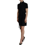 Dsquared² Black Polyester Short Sleeves Sheath Mini Dress DR28837-38