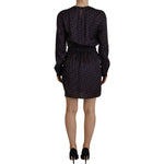 Dsquared² Black Logo Print Long Sleeves A-line Mini Dress DR28838-38