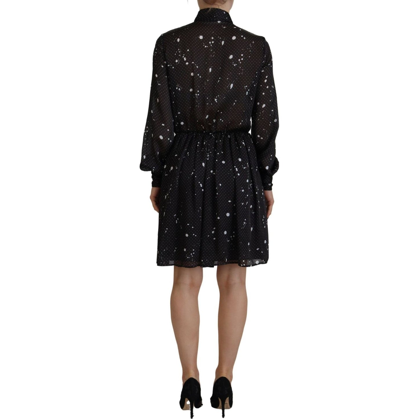 Dsquared² Black Polka Dot Long Sleeves Button Down Dress DR28839-38