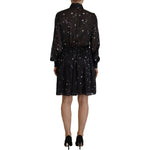 Dsquared² Black Polka Dot Long Sleeves Button Down Dress DR28839-38