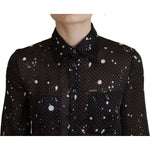 Dsquared² Black Polka Dot Long Sleeves Button Down Dress DR28839-38