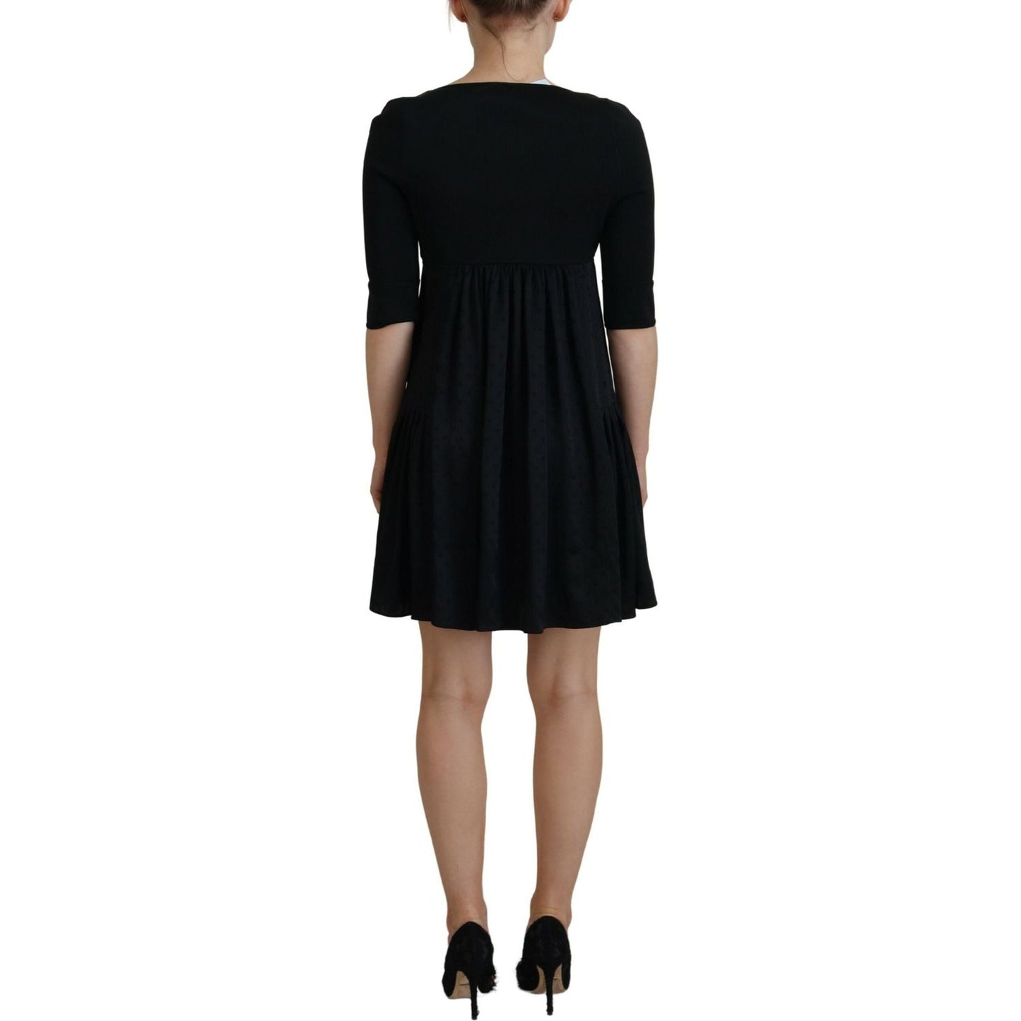 Dsquared² Black Acetate Short Sleeves A-line Sheath Dress DR28840-38