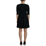 Dsquared² Black Acetate Short Sleeves A-line Sheath Dress DR28840-38