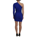 Dsquared² Blue Viscose One Shoulder Bodycon Ruched Mini Dress DR28910-38