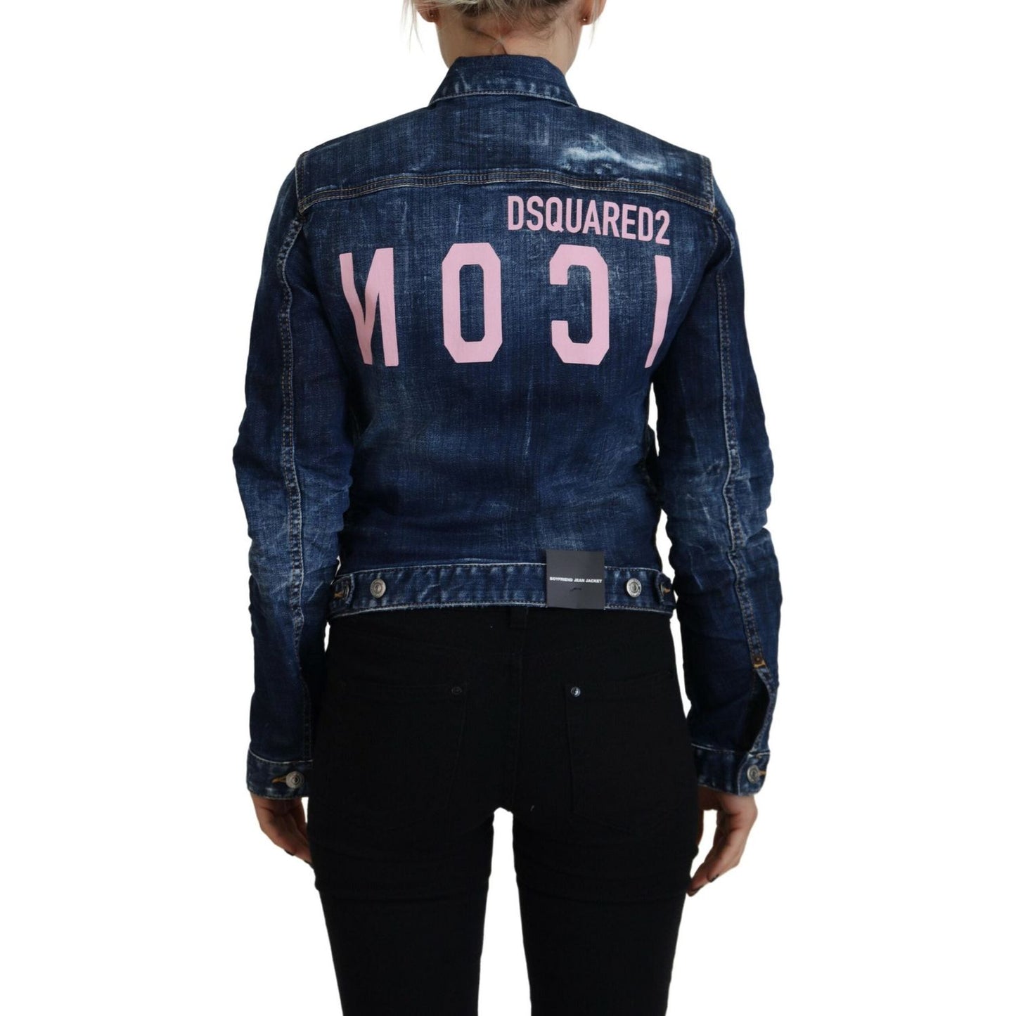 Dsquared² Blue Icon Printed Distressed Denim Jacket JKT3513-38