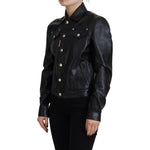Dsquared² Black Leather Collared Long Sleeves Jacket JKT3519-38