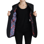 Dsquared² Black Flower Single Breasted Coat Blazer JKT3524-38
