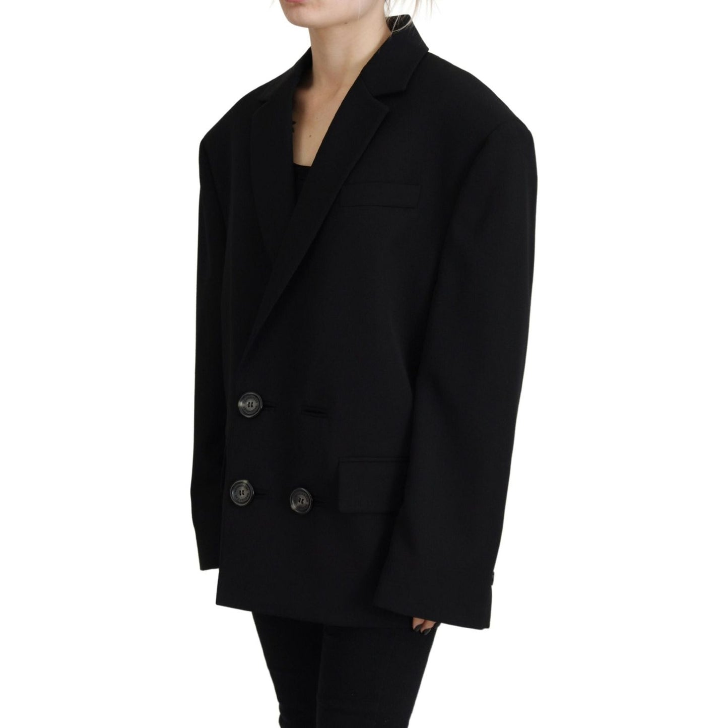 Dsquared² Black Double Breasted Coat Blazer Jacket JKT3526-38