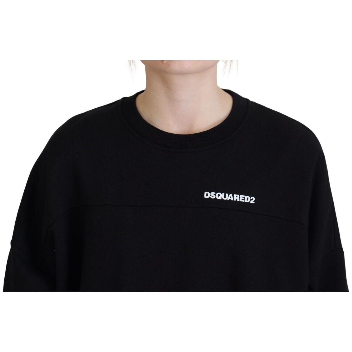 Dsquared² Black Cotton Printed Women Long Sleeve Sweater TSH83441- 38