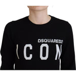 Dsquared² Black Virgin Wool Logo Print Long Sleeves Sweater TSH83389-38