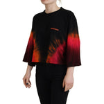Dsquared² Black Cotton Tie Dye Crew Neck Casual Top TSH83405-38