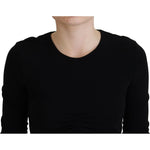 Dsquared² Black Viscose Cropped Round Neck Long Sleeves Top TSH83381-38