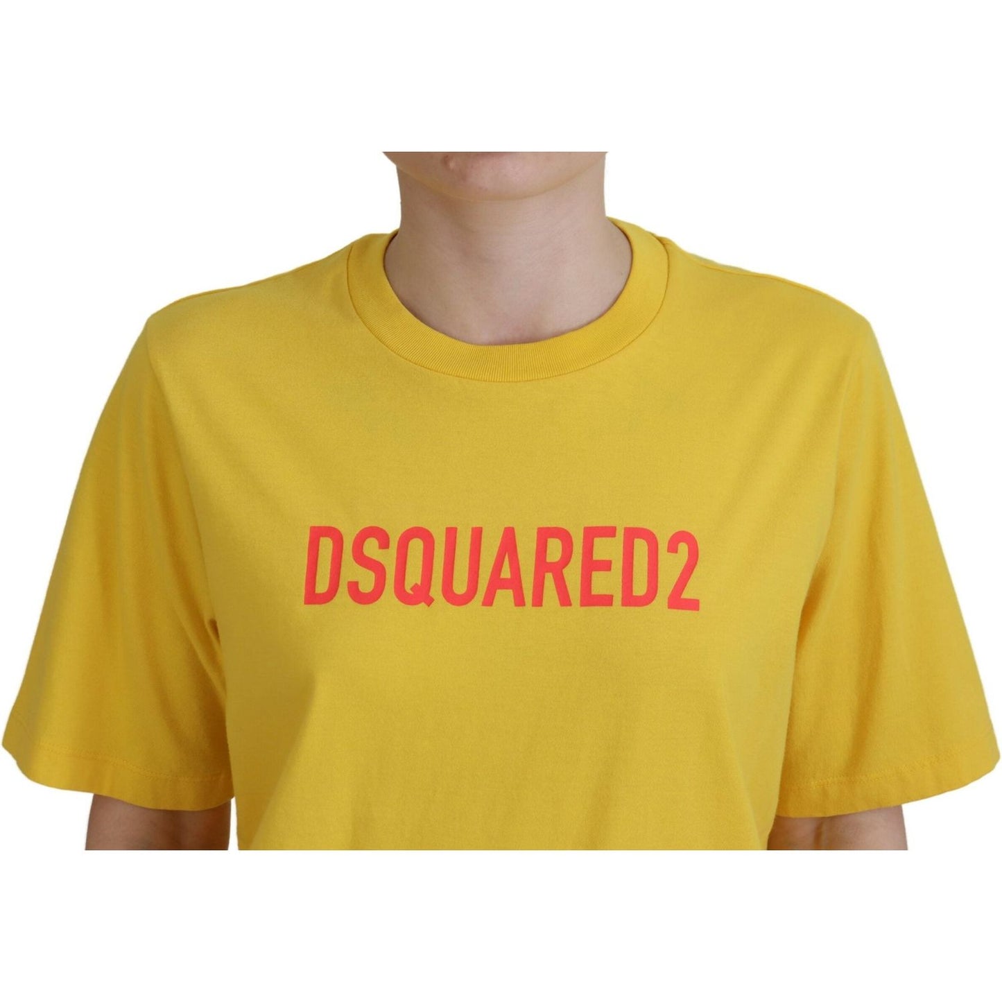 Dsquared² Yellow Logo Print Cotton Crewneck Easy Tee T-shirt TSH83386-38