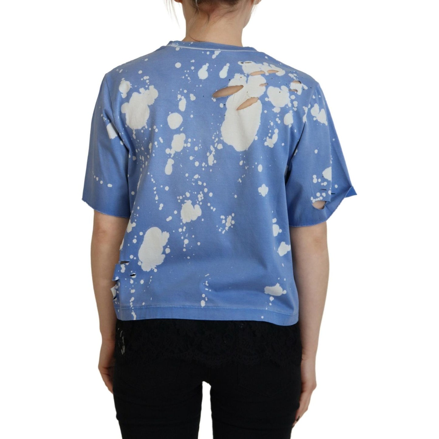 Dsquared² Blue Goth Gurl Print Black Lace Cotton Tee T-shirt TSH83394-38