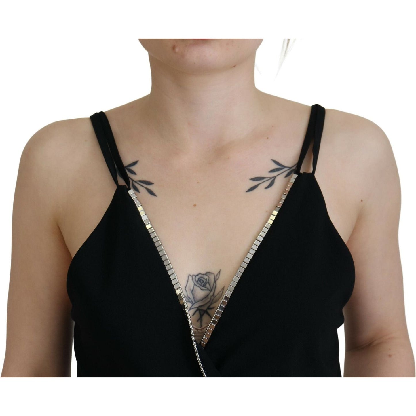 Dsquared² Black Embellished Deep V-neck Sleeveless Tank Top TSH83420-38