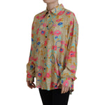 Dsquared² Beige Floral Collared Button Down Long Sleeves Shirt TSH83427-38