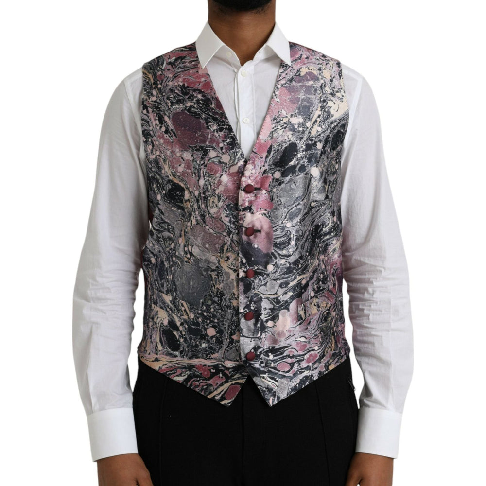 Dolce & Gabbana Multicolor Galaxy Silk Waistcoat Formal Vest TSH86220-48