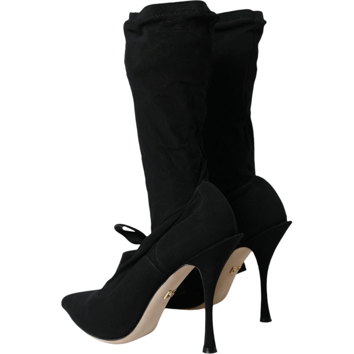 Dolce & Gabbana Black Stiletto Heels Mid Calf Boots Shoes LA10800-39