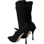 Dolce & Gabbana Black Stiletto Heels Mid Calf Boots Shoes LA10800-39