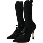 Dolce & Gabbana Black Stiletto Heels Mid Calf Boots Shoes LA10800-39