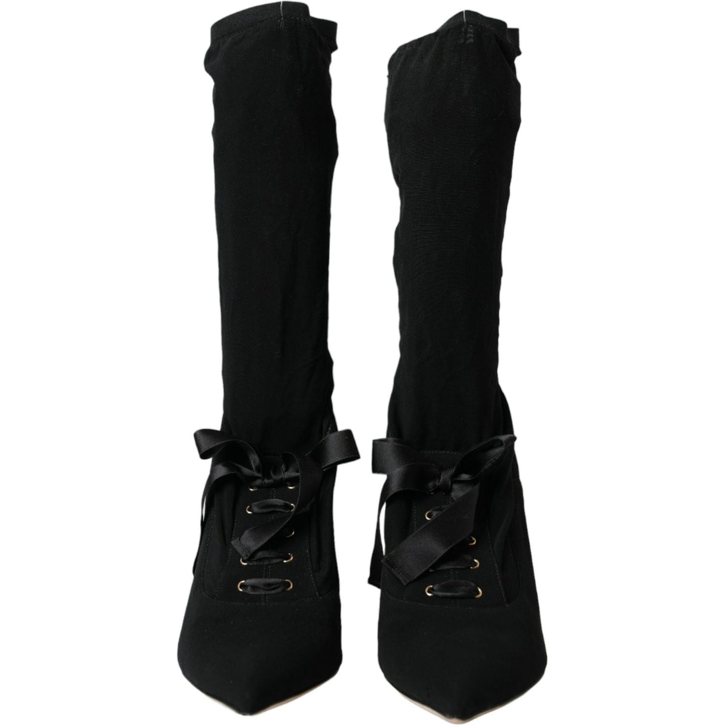 Dolce & Gabbana Black Stiletto Heels Mid Calf Boots Shoes LA10800-39