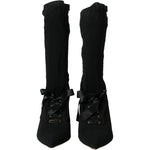 Dolce & Gabbana Black Stiletto Heels Mid Calf Boots Shoes LA10800-39