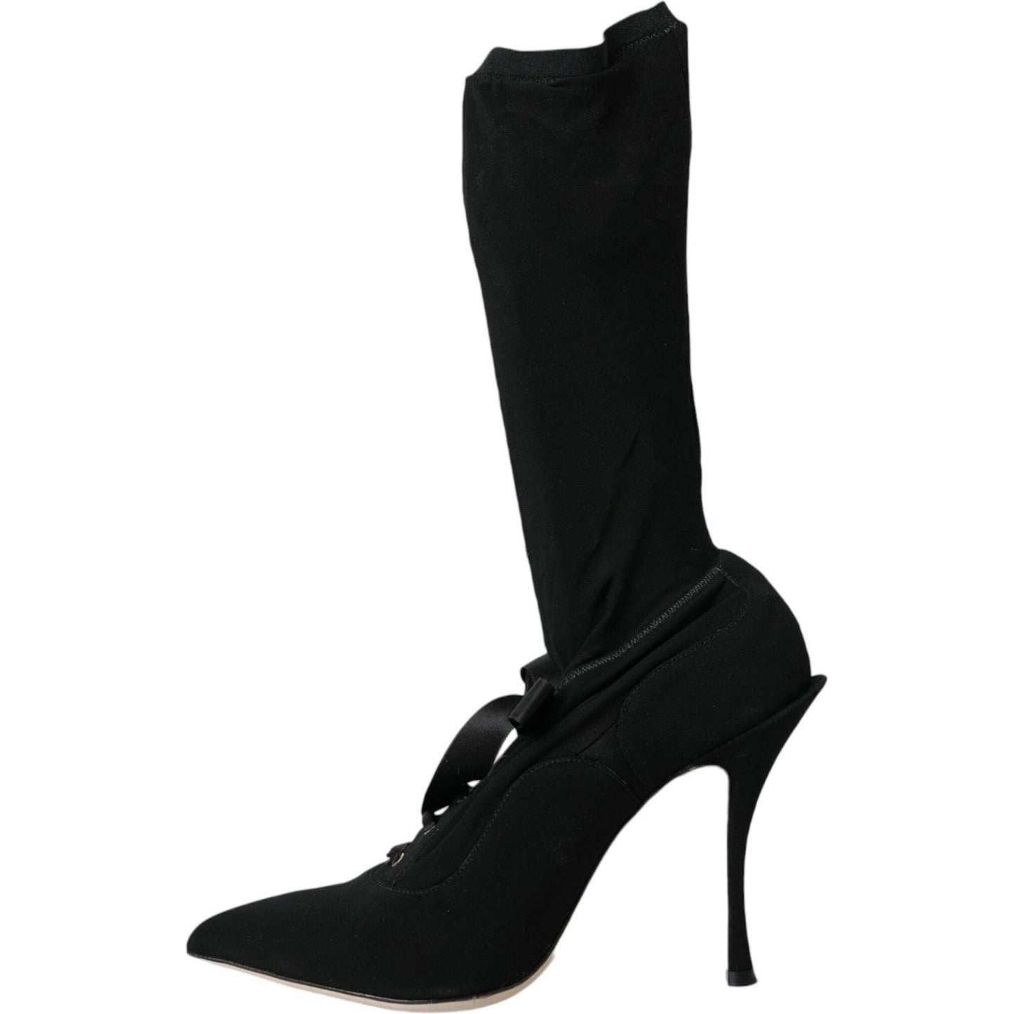 Dolce & Gabbana Black Stiletto Heels Mid Calf Boots Shoes LA10800-39