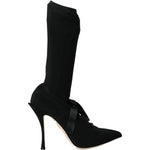Dolce & Gabbana Black Stiletto Heels Mid Calf Boots Shoes LA10800-39
