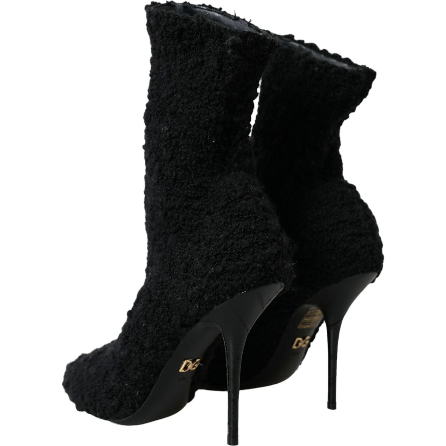 Dolce & Gabbana Black Stiletto Heels Mid Calf Boots Shoes LA10844-37.5
