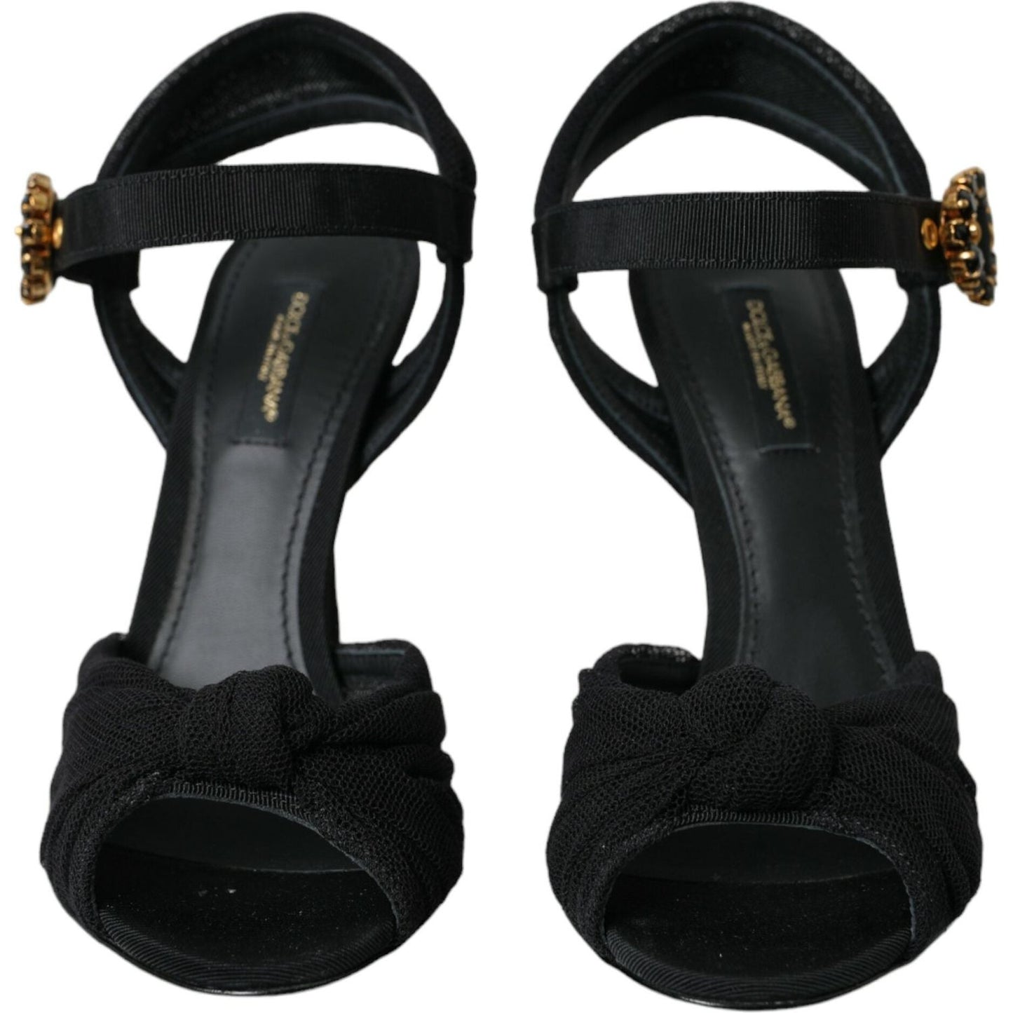 Dolce & Gabbana Black Suede Embellished Heels Sandals Shoes LA10791-38.5