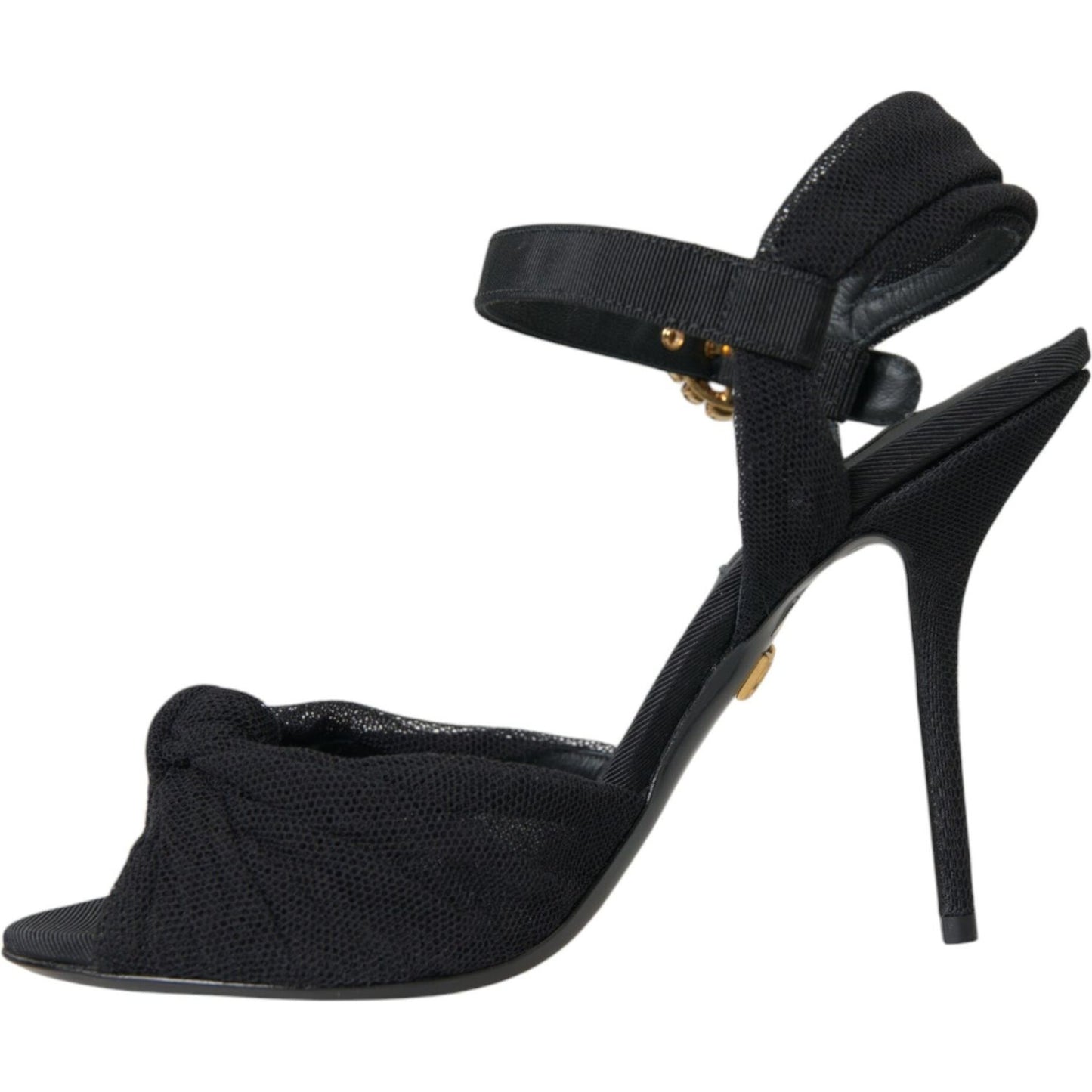 Dolce & Gabbana Black Suede Embellished Heels Sandals Shoes LA10791-38.5