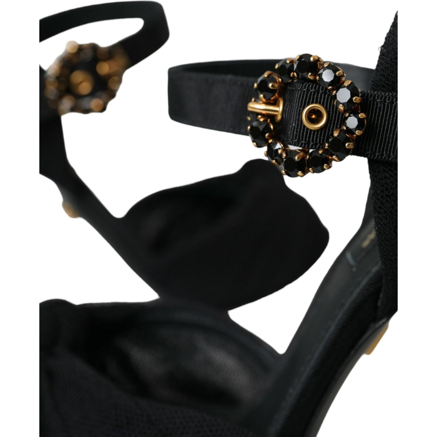 Dolce & Gabbana Black Suede Embellished Heels Sandals Shoes LA10791-38.5