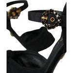 Dolce & Gabbana Black Suede Embellished Heels Sandals Shoes LA10791-38.5