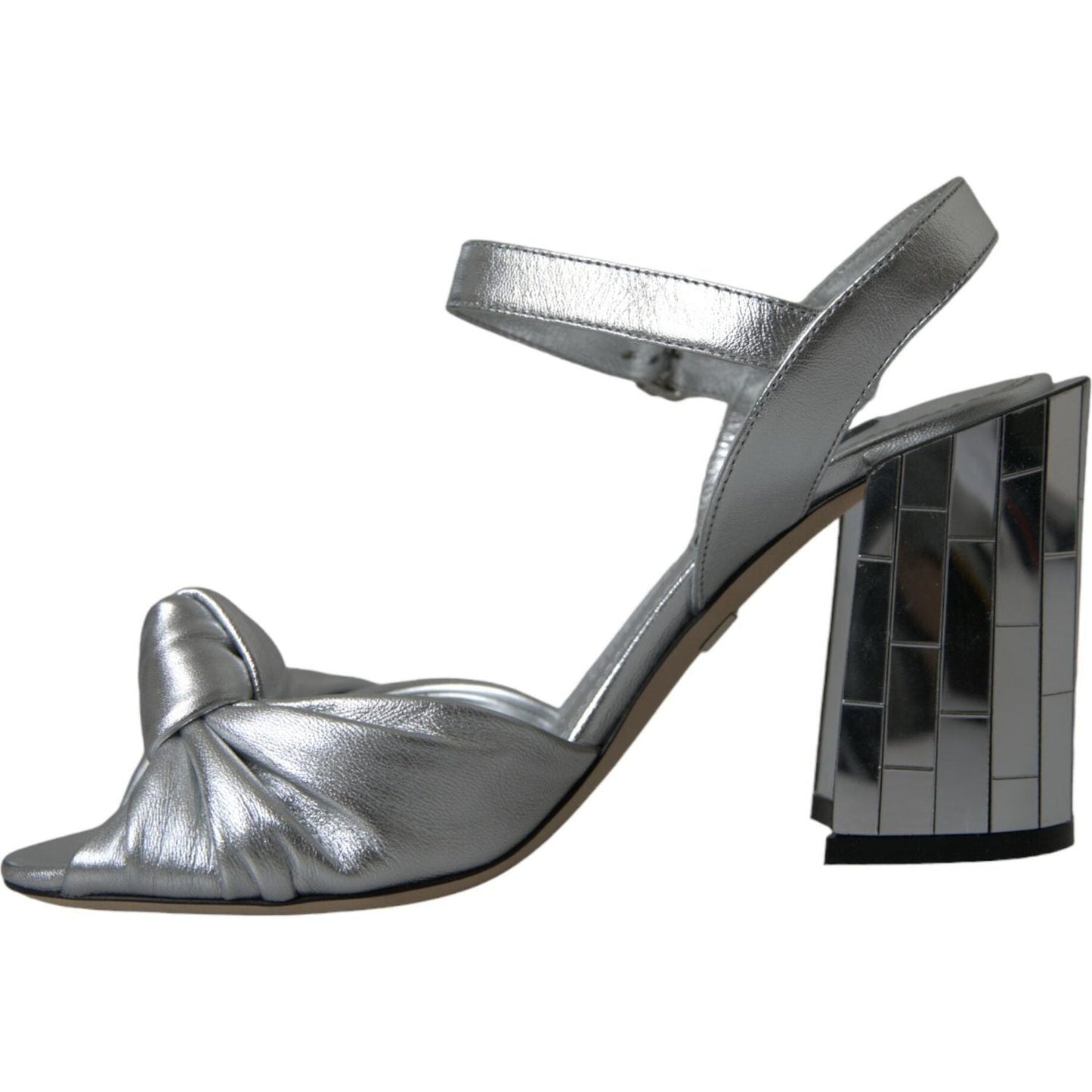 Dolce & Gabbana Silver Lambskin Leather Heels Sandals Shoes LA10793-36