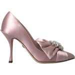 Dolce & Gabbana Pink Satin Crystal High Heels Pumps Shoes LA10746-36