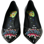 Dolce & Gabbana Black Leather BOOM Patch Heels Pumps Shoes LA10859-39