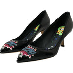 Dolce & Gabbana Black Leather BOOM Patch Heels Pumps Shoes LA10859-39