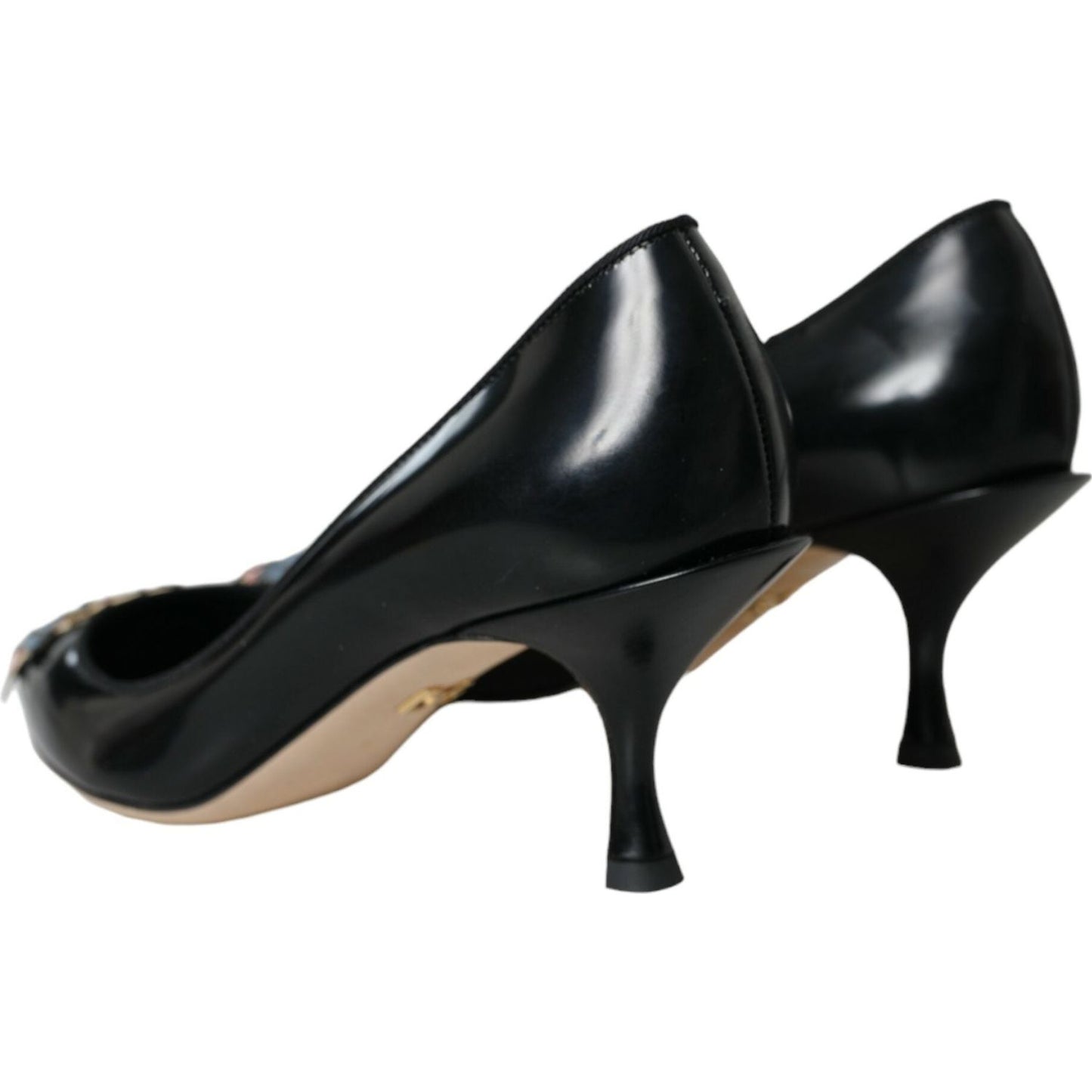 Dolce & Gabbana Black Leather BOOM Patch Heels Pumps Shoes LA10859-39