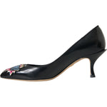Dolce & Gabbana Black Leather BOOM Patch Heels Pumps Shoes LA10859-39