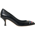 Dolce & Gabbana Black Leather BOOM Patch Heels Pumps Shoes LA10859-39