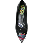 Dolce & Gabbana Black Leather BOOM Patch Heels Pumps Shoes LA10859-39