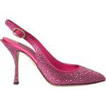 Dolce & Gabbana Pink Slingbacks Crystal Pumps Shoes LA10244-35.5