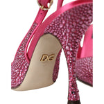 Dolce & Gabbana Pink Slingbacks Crystal Pumps Shoes LA10244-35.5