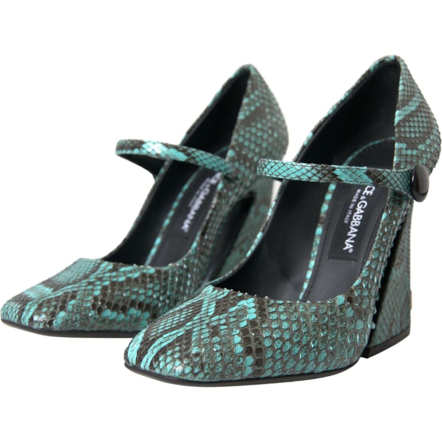 Dolce & Gabbana Aqua Python Leather Mary Jane Pumps Shoes LA10596-39