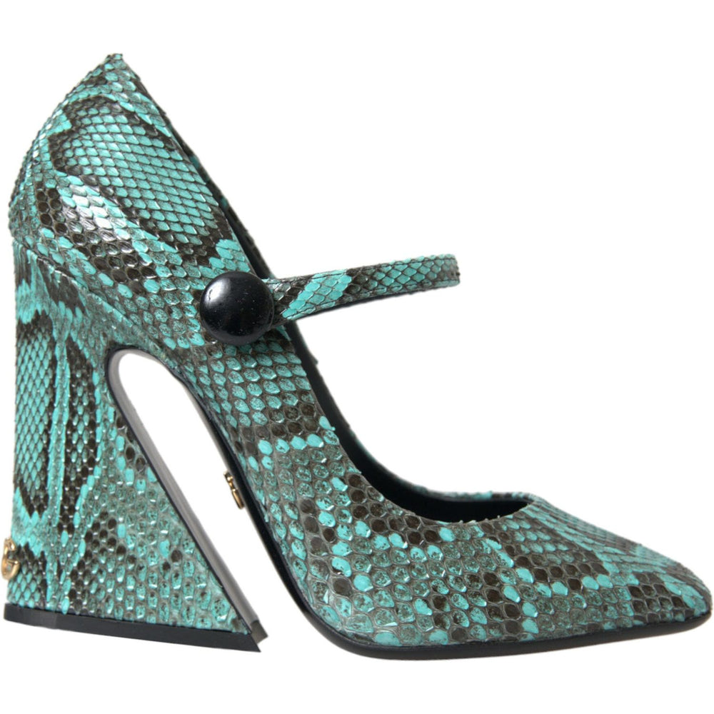 Dolce & Gabbana Aqua Python Leather Mary Jane Pumps Shoes LA10596-39