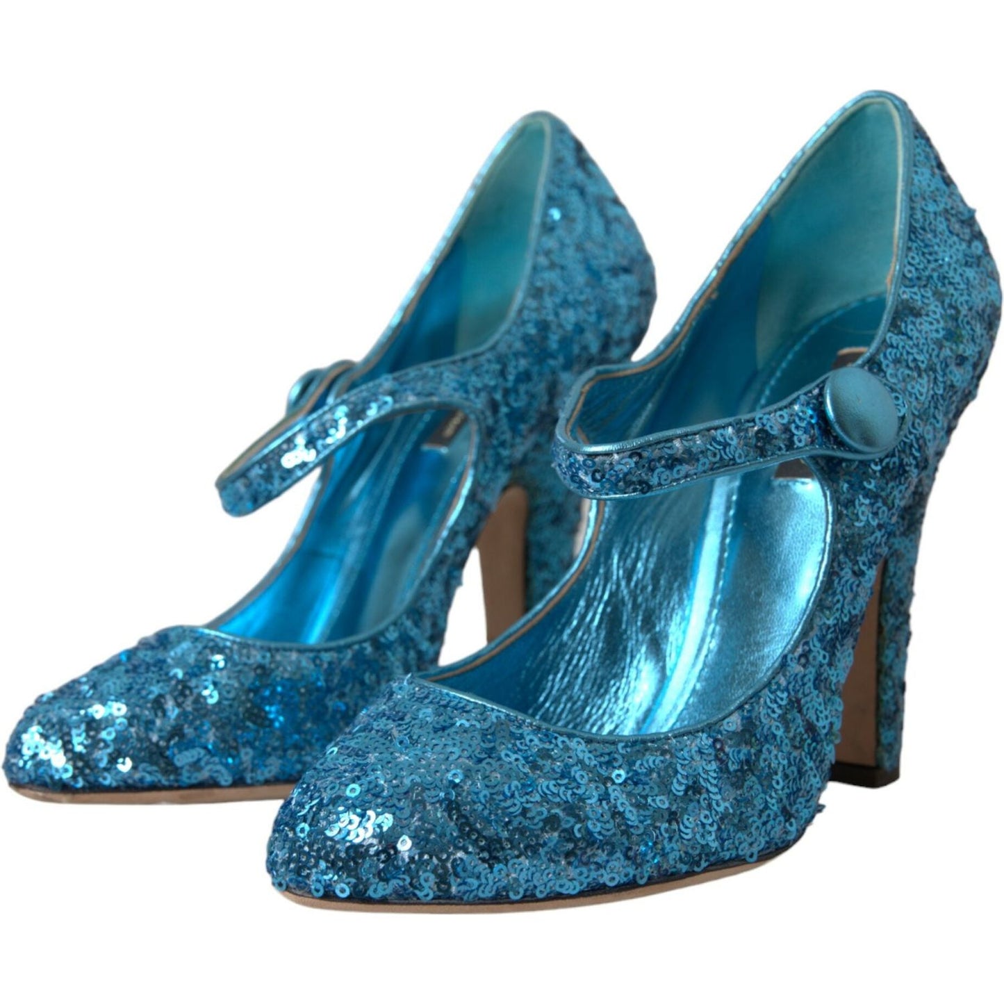 Dolce & Gabbana Blue Sequin Mary Jane Pumps High Heels Shoes LA10620-39