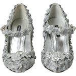 Dolce & Gabbana Silver Floral Crystal Mary Jane Pumps Shoes LA10725-36