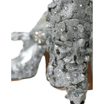 Dolce & Gabbana Silver Floral Crystal Mary Jane Pumps Shoes LA10725-36